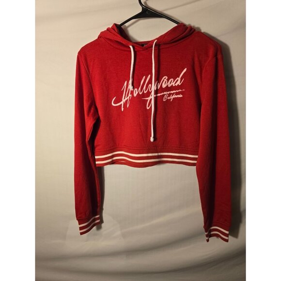 New NWt Hollywood California Crop Sweatshirt Womens Juniors Size Small S Red - Picture 1 of 4